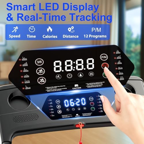 Portable Folding Treadmill with 8% Incline and |0HP Motor for Running and Walking | Brushless Motorized Portable Treadm