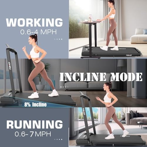Portable folding treadmill with incline walking pad for office use -Under desk treadmill - 4-in-1 running machine