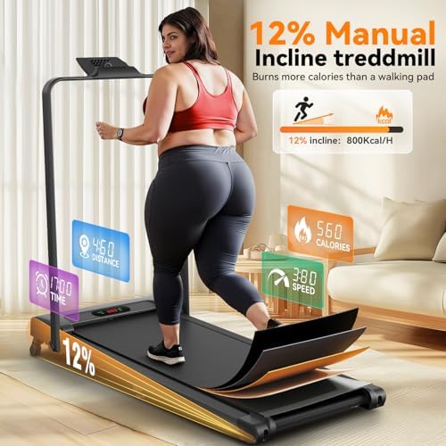 ANCHEER Quiet Portable Foldable Treadmill, |0HP, 12% Incline, 2S Folding, Under Desk Usage for Home Workout, LED Display