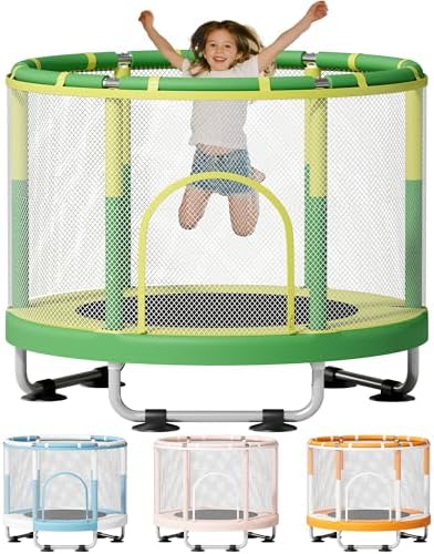 55" Trampoline for Kids, 440lbs Capacity Indoor & Outdoor Toddler Trampoline, Gifts for Boys & Girls Global Recycled Sta