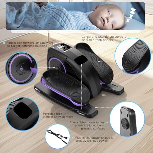 ANCHEER Electric Elliptical Leg Exerciser for Seniors Adults at Desk | Quiet Portable Seated Foot Pedal Exerciser with