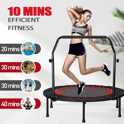 Portable Fitness Foldable Trampoline for Kid/Adults in-Home Mini Rebounder 40" Max Load 330lbs Recycled Claim Standard 1