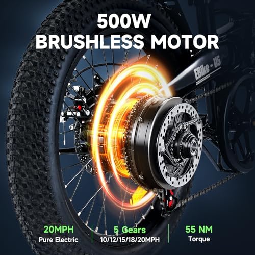 Isinwheel 500W Electric Bike for Adults 280.8Wh Battery Smart Uphill Folding Ebike 14"/16" Adults Teens