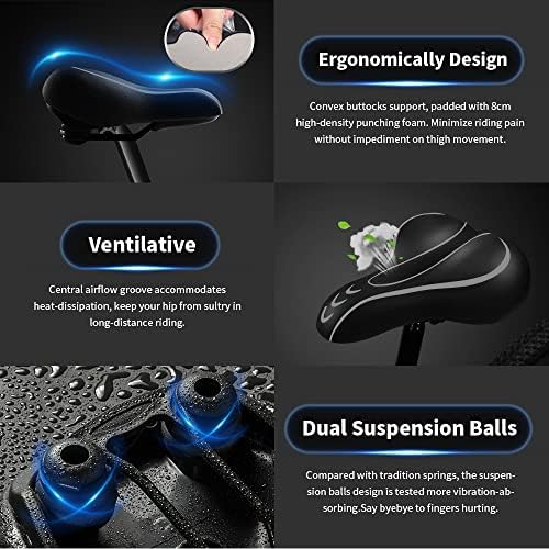 Xmifer Comfortable Bike Seat - Waterproof Leather with Memory Foam - Universal Replacement Bicycle Saddle - Men/Women -