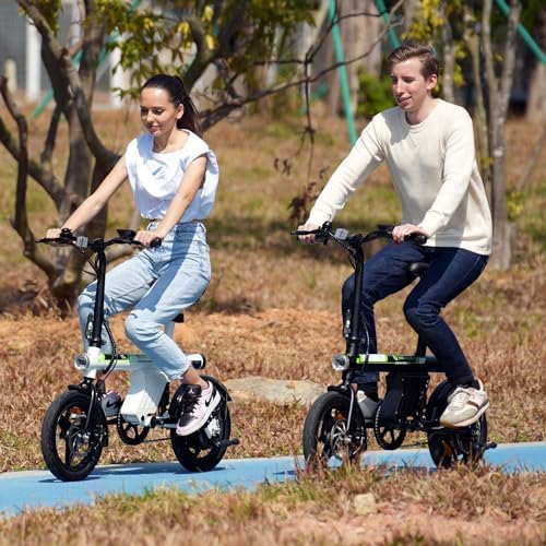 Isinwheel 500W Electric Bike for Adults 280.8Wh Battery Smart Uphill Folding Ebike 14"/16" Adults Teens