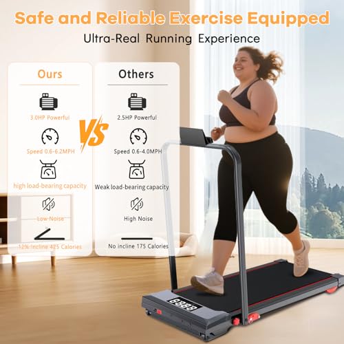3 in 1 Under Desk Treadmill with Handle Bar for Home Office LED DisplayPortable Treadmills with Hiking Mode and Remote C - Image 2