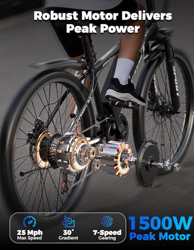 1500W Peak Power 28 MPH 65 Miles Range Adult Electric Bike
| Commuting Electric Bike for Adults with 7 Speeds 48V 10Ah - Image 2