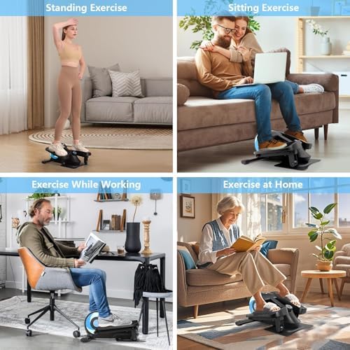 ANCHEER Under Desk Elliptical Bike, Fully Assembled Leg Exerciser 2 in 1 Seated Standing Elliptical, Quiet Mini Elliptic