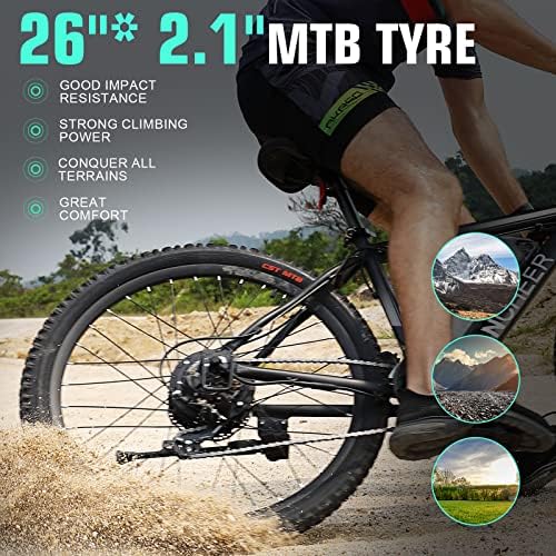 ANCHEER 750W Peak Ebike for Adults, 50 Miles Range, 21Speed Electric Mountain Bike | ANCHEER 26" Electric Bike for Adul