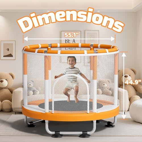 55" Trampoline for Kids, 440lbs Capacity Indoor & Outdoor Toddler Trampoline, Gifts for Boys & Girls Global Recycled Sta
