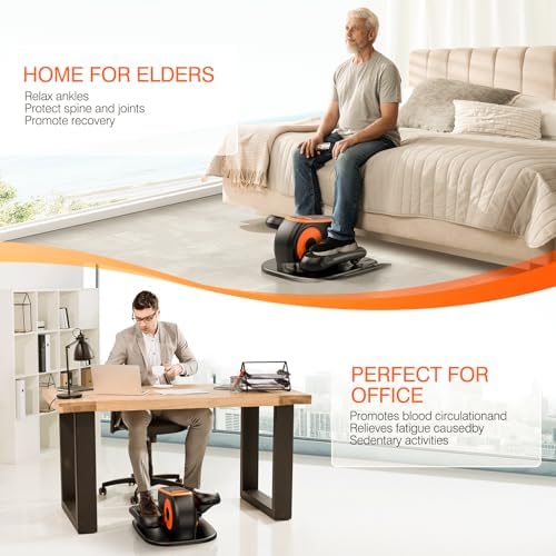 Quiet Seated Elliptical Machine for Seniors | Electric Leg Exerciser While Sitting Under Desk | Portable Seated Pedal E