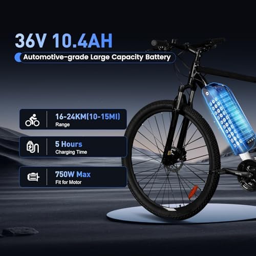 Ebike Battery 36V, 10.4Ah/ 15.6Ah/ 20Ah Lithium Pack, Safe Lock, USB Port, XT60 Plug, For 0-1500W Motor