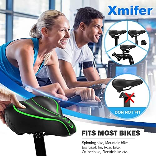 Xmifer Comfortable Bike Seat - Waterproof Leather with Memory Foam - Universal Replacement Bicycle Saddle - Men/Women -
