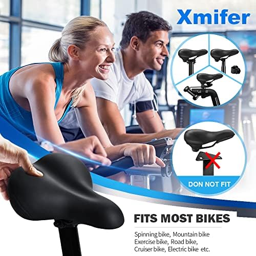 Xmifer Comfortable Bike Seat - Waterproof Leather with Memory Foam - Universal Replacement Bicycle Saddle - Men/Women -