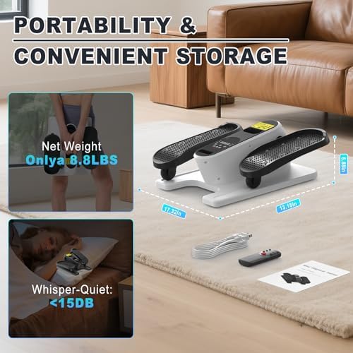 Electric Seated Elliptical Machine for Seniors with Remote Control and 12 Adjustable Speeds | Under Desk Mini Elliptica