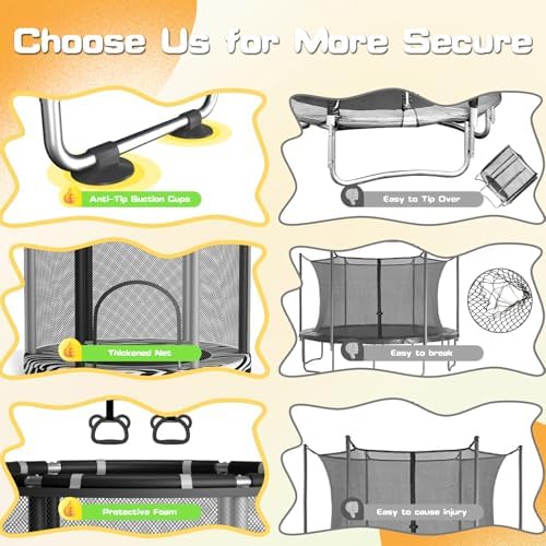 55" Global Recycled Standard Trampoline for Boys & Girls: Outdoor & Indoor with Enclosure & Adjustable Gymnastics Bar