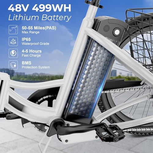 ANCHEER 350W Peak 550W Electric Tricycle for Adults, 48V 499Wh Folding Trike, 24" Rear Differential Basket E-Bike, 15.5M