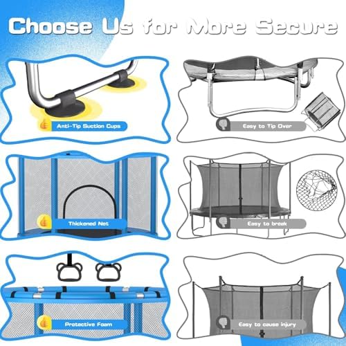 55" Global Recycled Standard Trampoline for Boys & Girls: Outdoor & Indoor with Enclosure & Adjustable Gymnastics Bar