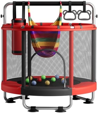 55" Global Recycled Standard Trampoline for Boys & Girls: Outdoor & Indoor with Enclosure & Adjustable Gymnastics Bar