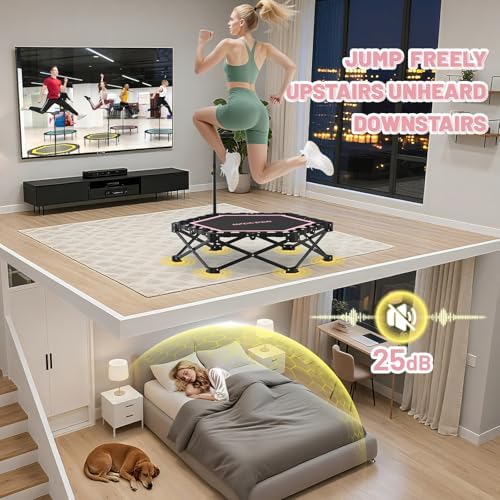 HXD-ERGO Indoor and Outdoor Foldable Mini Trampoline for Fitness and Home Gym | HXD-ERGO Rebounder Trampoline with Adju