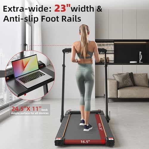 Treadmill with Incline for Home Office | 3 in 1 Under Desk Workstation | |5HP Foldable Compact Treadmills with Remote Co