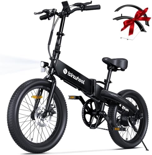 Isinwheel 500W Electric Bike for Adults 280.8Wh Battery Smart Uphill Folding Ebike 14"/16" Adults Teens