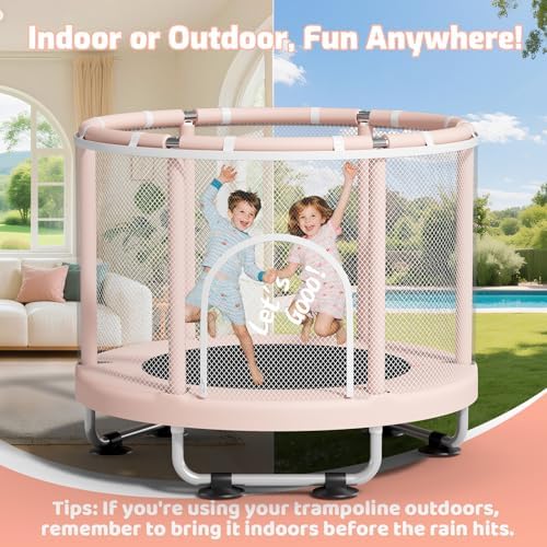 55" Trampoline for Kids, 440lbs Capacity Indoor & Outdoor Toddler Trampoline, Gifts for Boys & Girls Global Recycled Sta