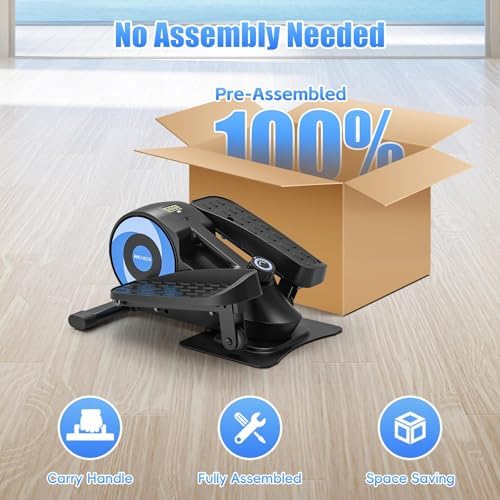 ANCHEER Under Desk Elliptical Bike, Fully Assembled Leg Exerciser 2 in 1 Seated Standing Elliptical, Quiet Mini Elliptic