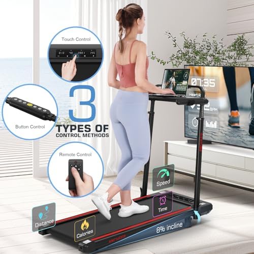 ANCHEER Under Desk Treadmill with 12% Incline for Home Workout | ANCHEER Adjustable Height Walking Pad Treadmill with D