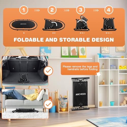 ANCHEER 56" Double Mini Trampoline for Kids, Max Load 220lbs, Fun for Indoor/Outdoor