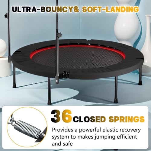 Portable Fitness Foldable Trampoline for Kid/Adults in-Home Mini Rebounder 40" Max Load 330lbs Recycled Claim Standard 1