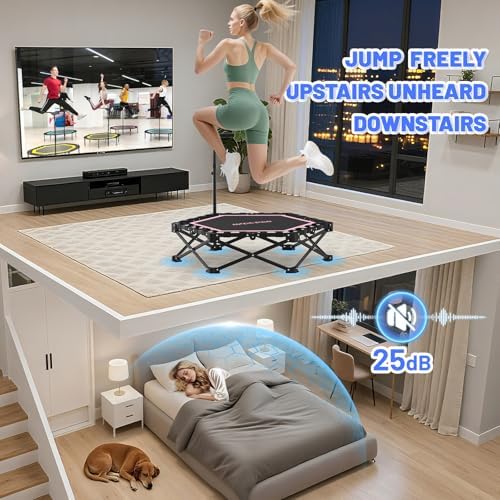 HXD-ERGO Indoor and Outdoor Foldable Mini Trampoline for Fitness and Home Gym | HXD-ERGO Rebounder Trampoline with Adju