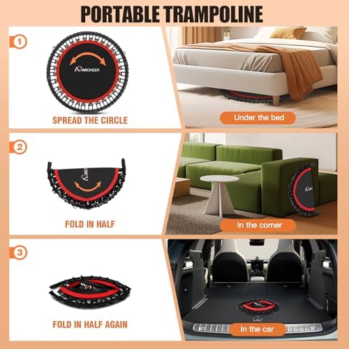 ANCHEER 40"/48" Foldable Rebounder Trampoline for Adults/Kids - Indoor & Outdoor Fun Exercise Equipment with Safety Fea
