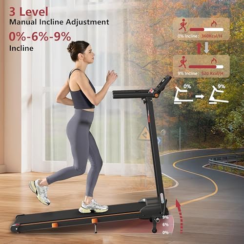 Treadmill with Incline for Home Office | 3 in 1 Under Desk Workstation | |5HP Foldable Compact Treadmills with Remote Co
