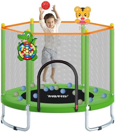MILUMILU 60" Indoor Outdoor Trampoline for Kids - Birthday Gifts for Children Boy Girl with Safety Net and Hoop - Image 14
