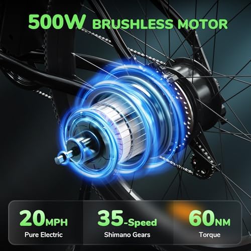 Isinwheel 500W Electric Bike for Adults 280.8Wh Battery Smart Uphill Folding Ebike 14"/16" Adults Teens