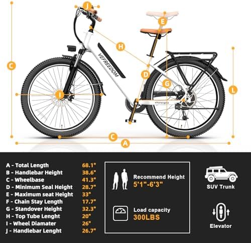 1000W/1500W Peak Electric Bike for Adults, Up to 80 Miles Range, UL Certified Ebike
| Removable Battery, 26/24'' UL Cer - Image 8