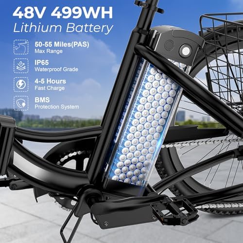 ANCHEER 350W Peak 550W Electric Tricycle for Adults, 48V 499Wh Folding Trike, 24" Rear Differential Basket E-Bike, 15.5M