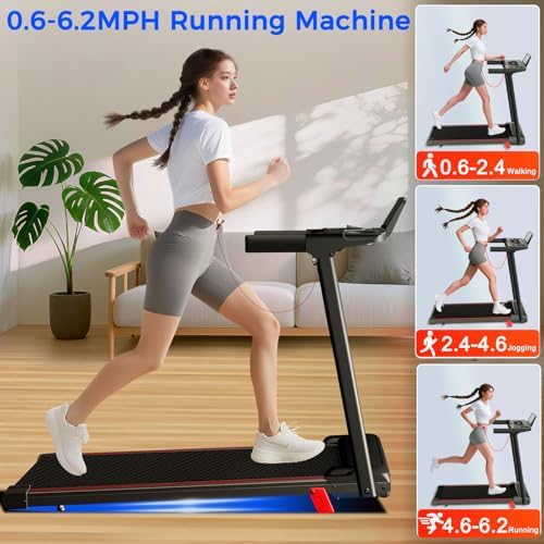 Portable Folding Treadmill with 8% Incline and |0HP Motor for Running and Walking | Brushless Motorized Portable Treadm