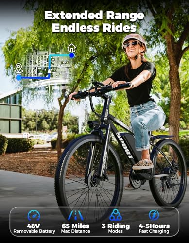 1500W Peak Power 28 MPH 65 Miles Range Adult Electric Bike
| Commuting Electric Bike for Adults with 7 Speeds 48V 10Ah - Image 3
