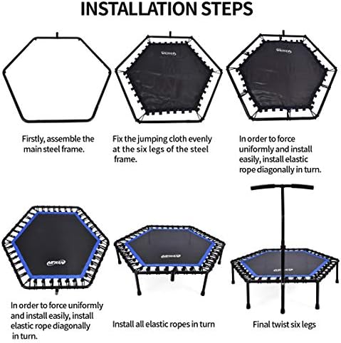 NEWAN Silent Fitness Trampoline for Adults - 48" Diameter with Adjustable Handle Bar and Max Capacity 330 lbs | NEWAN A