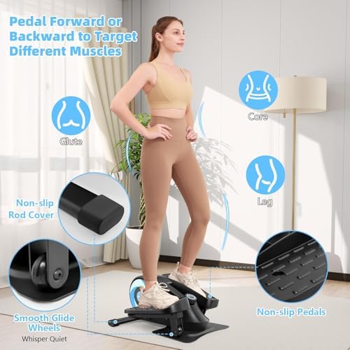 ANCHEER Under Desk Elliptical Bike, Fully Assembled Leg Exerciser 2 in 1 Seated Standing Elliptical, Quiet Mini Elliptic