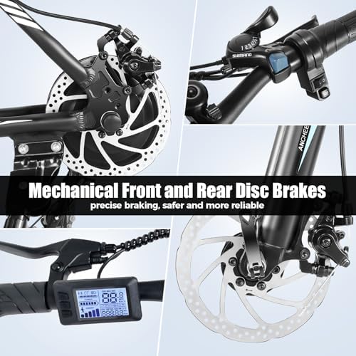 ANCHEER Peak 750W Motor Electric Mountain Bike for Adults, 55 Miles Electric Bicycle 26" SunEbike 48V/374Wh Battery