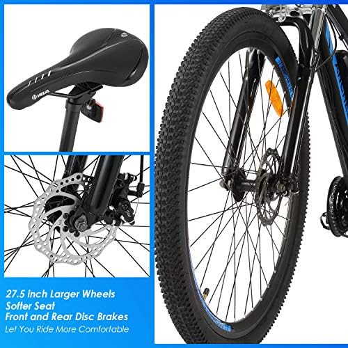 ANCHEER 500W Electric Mountain Bike 27.5'' for Adults with Removable 10.4Ah Battery, Professional 24 Speed Gears, 48V E