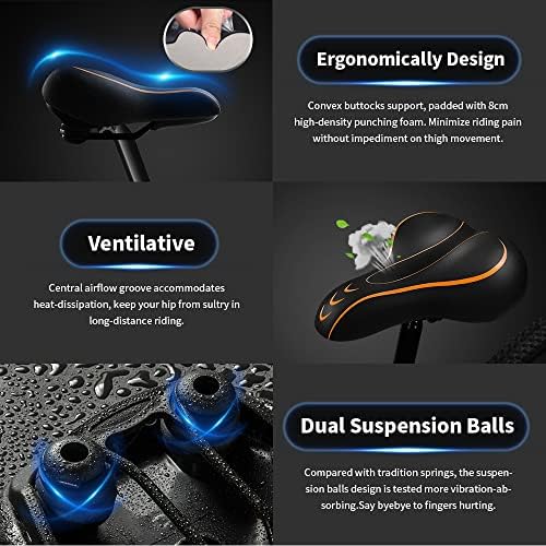 Xmifer Comfortable Bike Seat - Waterproof Leather with Memory Foam - Universal Replacement Bicycle Saddle - Men/Women -