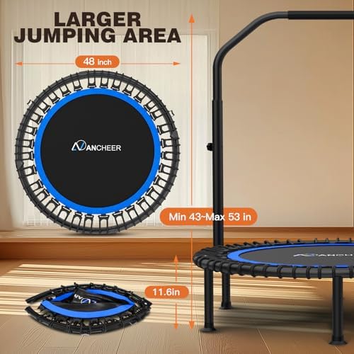 ANCHEER 40"/48" Foldable Rebounder Trampoline for Adults/Kids - Indoor & Outdoor Fun Exercise Equipment with Safety Fea
