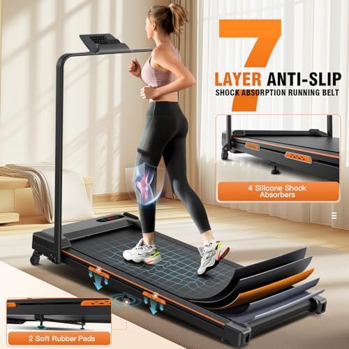 ANCHEER |0 HP Under Desk Folding Treadmill with Handles for Home Workout
| Portable 320 lbs Capacity Widened Belt Tread - Image 26