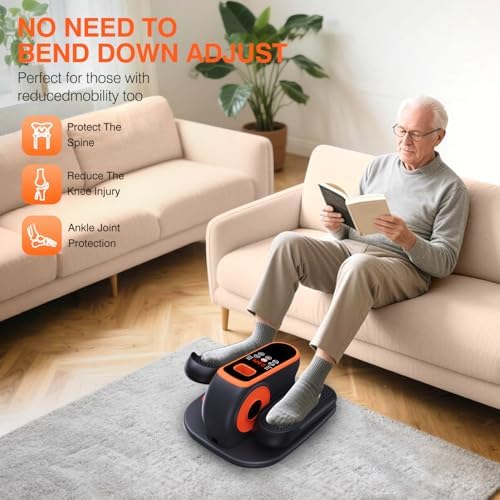 Quiet Seated Elliptical Machine for Seniors | Electric Leg Exerciser While Sitting Under Desk | Portable Seated Pedal E
