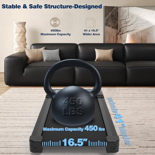 Walking Pad Treadmill for Home Gym with 12% Auto Incline and Bluetooth Speaker | Compact Treadmill with RGB LED Screen