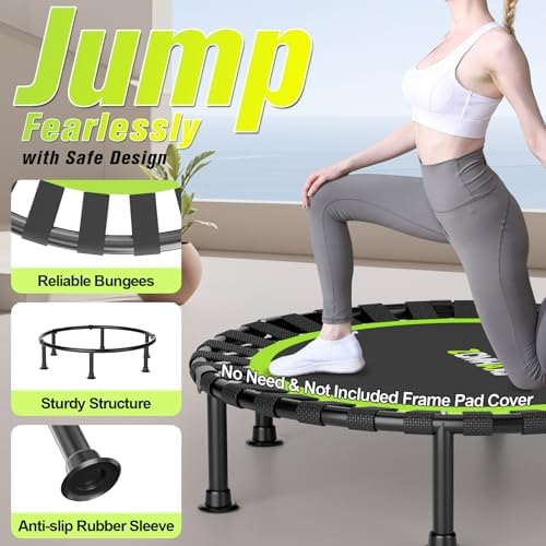 Foldable Mini Trampoline, 40"/48" Rebounder Trampoline for Adults & Kids, 440lbs Capacity Indoor Fitness Workout Equipme